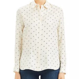 Theory Dots Shirt - Parchment Classic Silk Button-down Long Sleeve - S